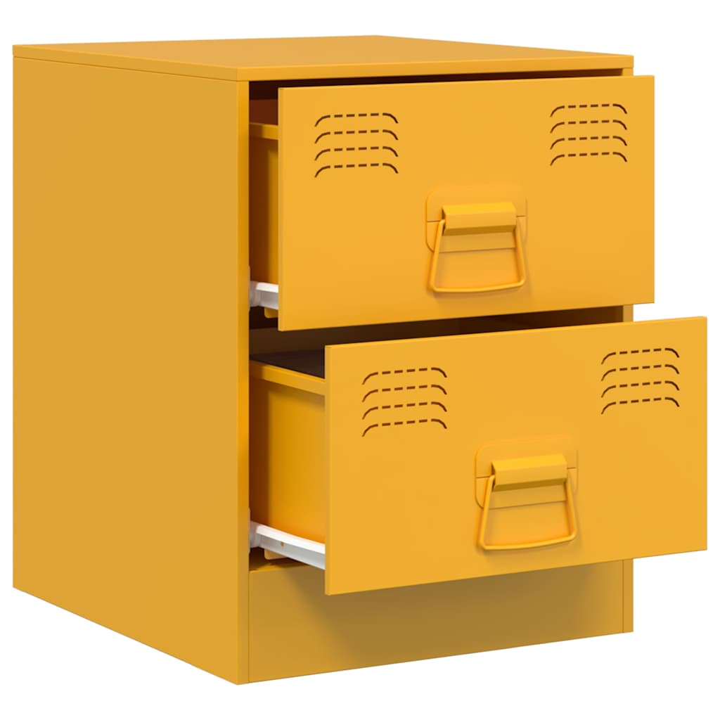vidaXL Bedside Cabinet Yellow 34.5x39x44 cm Steel
