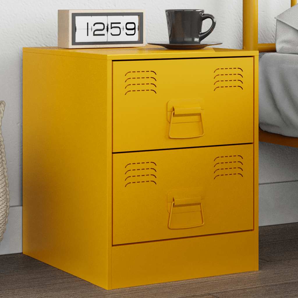 vidaXL Bedside Cabinet Yellow 34.5x39x44 cm Steel