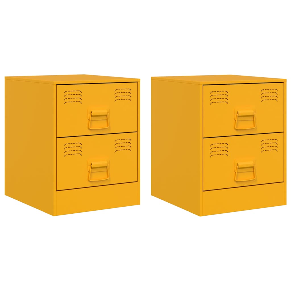 Bedside Cabinets 2 pcs Yellow 34,5x39x44 cm Steel
