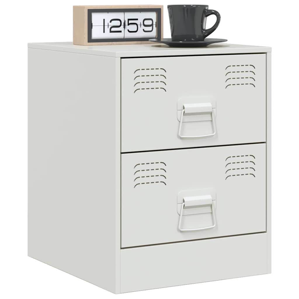 Bedside Cabinet White 34,5x39x44 cm Steel