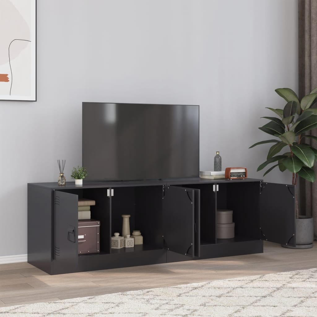 vidaXL TV Cabinets 2pcs Black 67x39x44 cm Steel