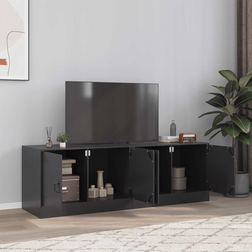 2 Piece TV Cabinet Set Black 67x39x44 cm Steel