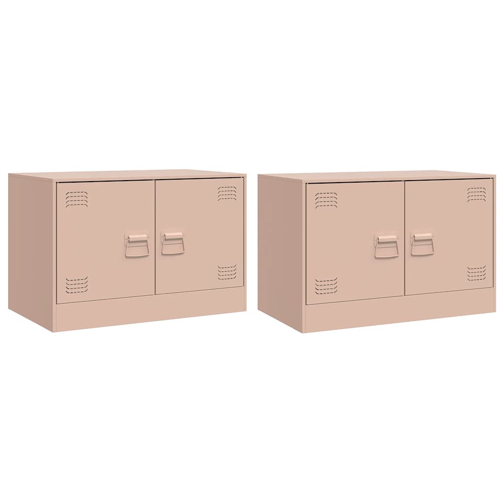2 Piece TV Cabinet Set Pink 67x39x44 cm Steel