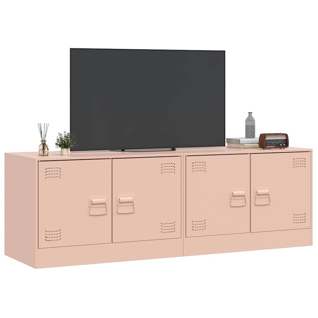 2 Piece TV Cabinet Set Pink 67x39x44 cm Steel