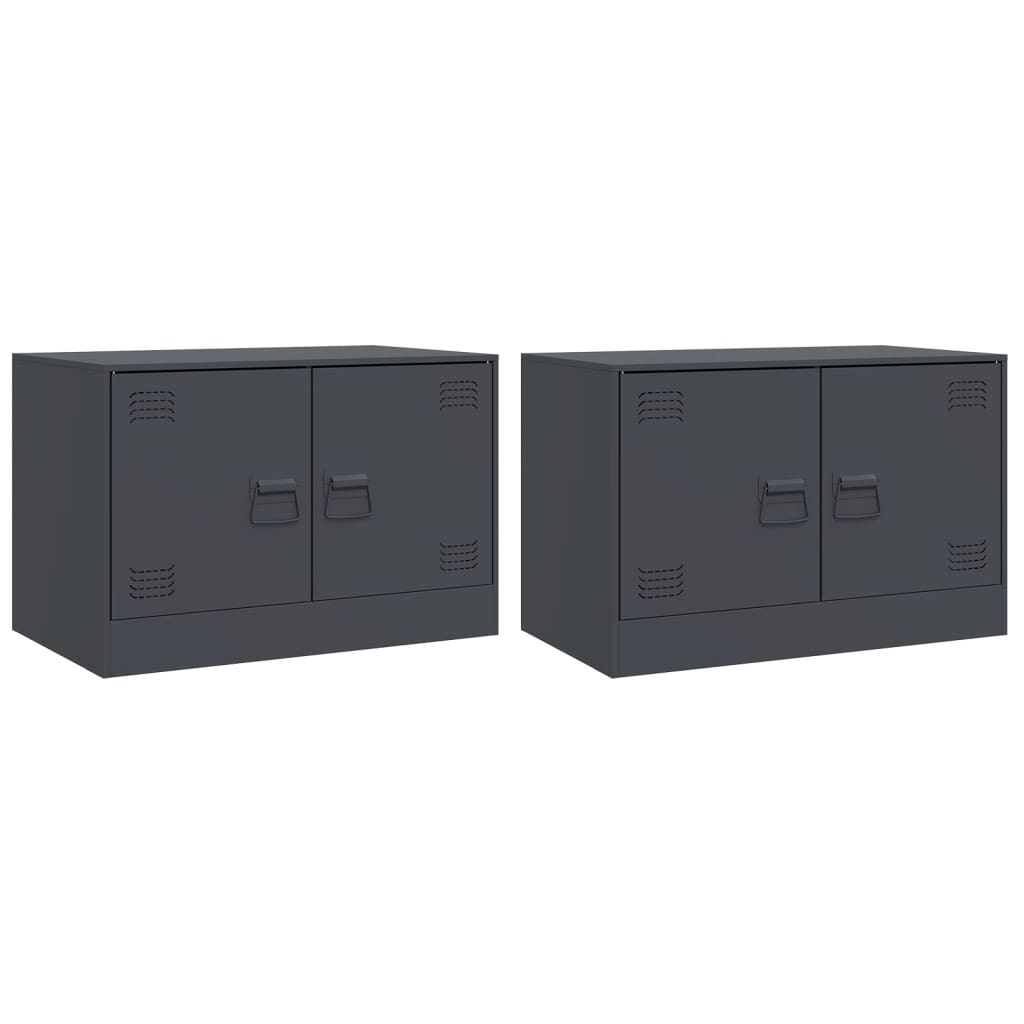 vidaXL TV Cabinets 2 pcs Anthracite 67x39x44 cm Steel