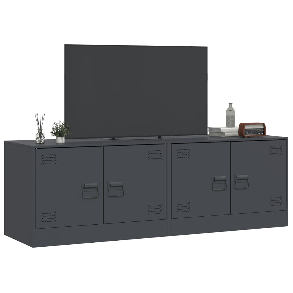 vidaXL TV Cabinets 2 pcs Anthracite 67x39x44 cm Steel