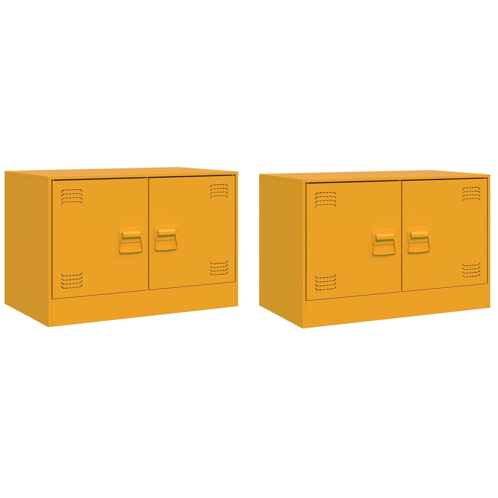 vidaXL TV Cabinets 2 pcs Mustard Yellow 67x39x44 cm Steel