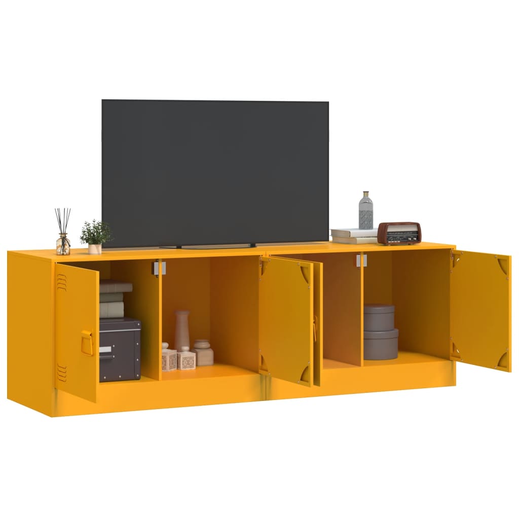 vidaXL TV Cabinets 2 pcs Mustard Yellow 67x39x44 cm Steel