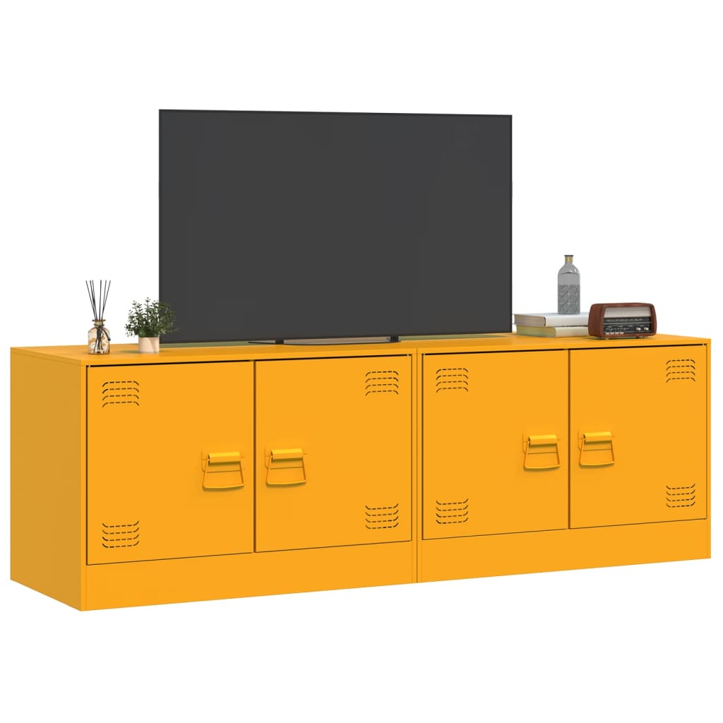 vidaXL TV Cabinets 2 pcs Mustard Yellow 67x39x44 cm Steel