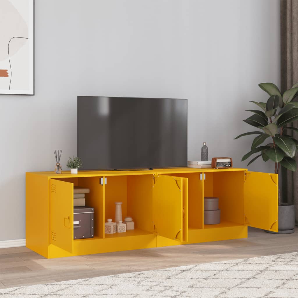 vidaXL TV Cabinets 2 pcs Mustard Yellow 67x39x44 cm Steel