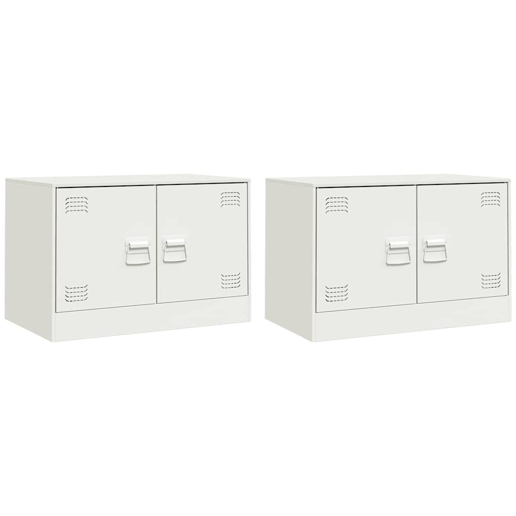 2 Piece TV Cabinet Set White 67x39x44 cm Steel