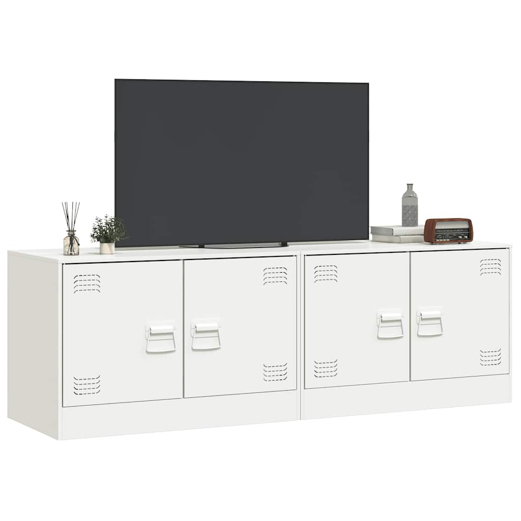 2 Piece TV Cabinet Set White 67x39x44 cm Steel