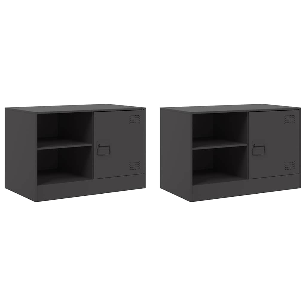 2 Piece TV Cabinet Set Black 67x39x44 cm Steel