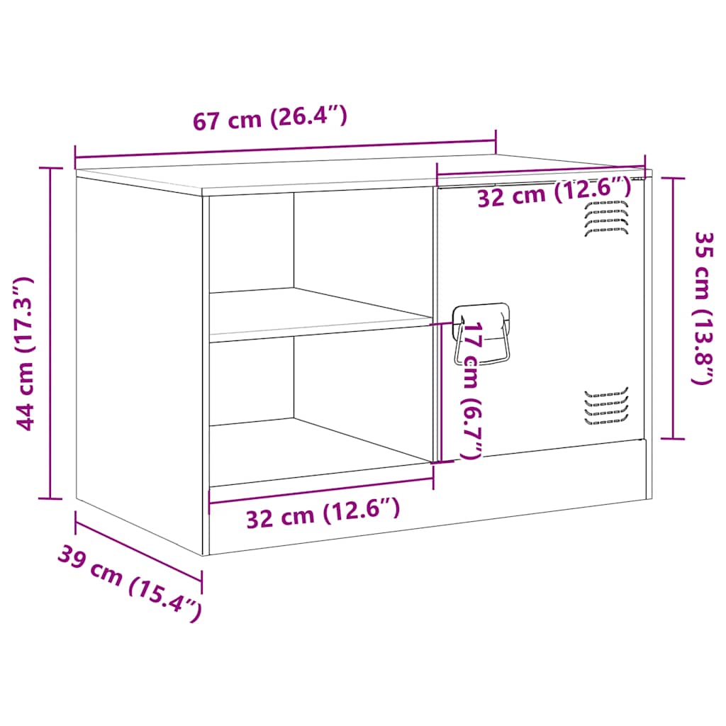 2 Piece TV Cabinet Set Black 67x39x44 cm Steel