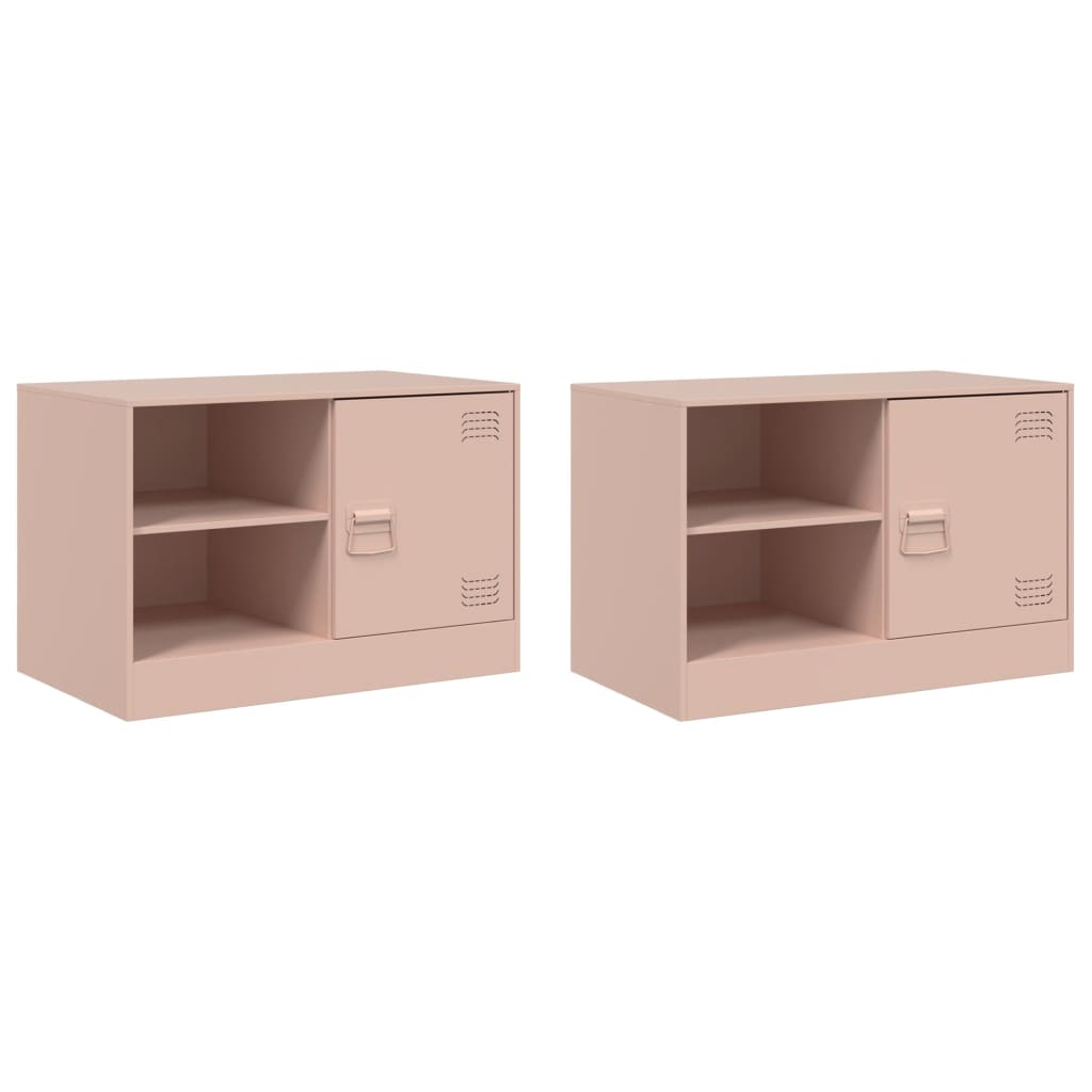 2 Piece TV Cabinet Set Pink 67x39x44 cm Steel