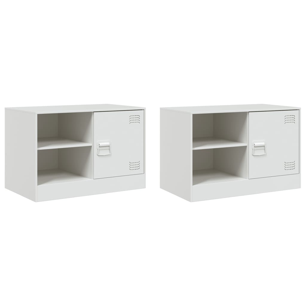 2 Piece TV Cabinet Set White 67x39x44 cm Steel