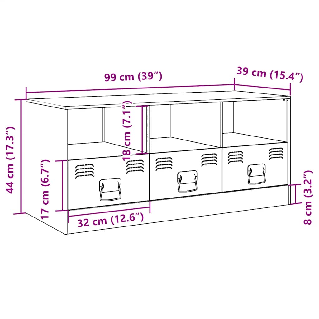 TV Cabinet Pink 99x39x44 cm Steel