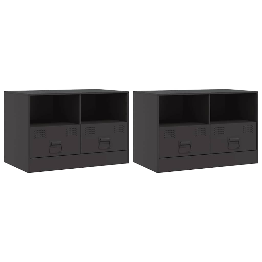 2 Piece TV Cabinet Set Black 67x39x44 cm Steel