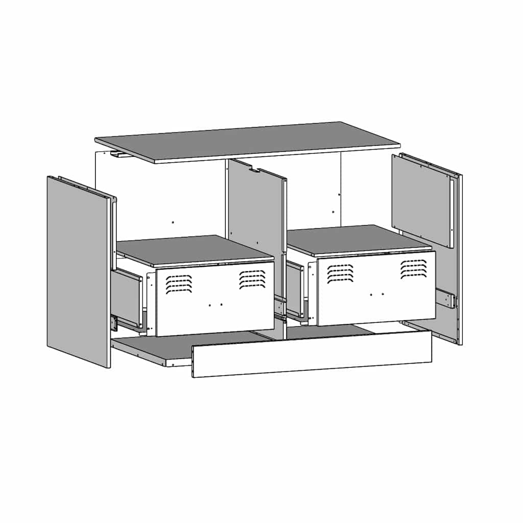 2 Piece TV Cabinet Set Black 67x39x44 cm Steel