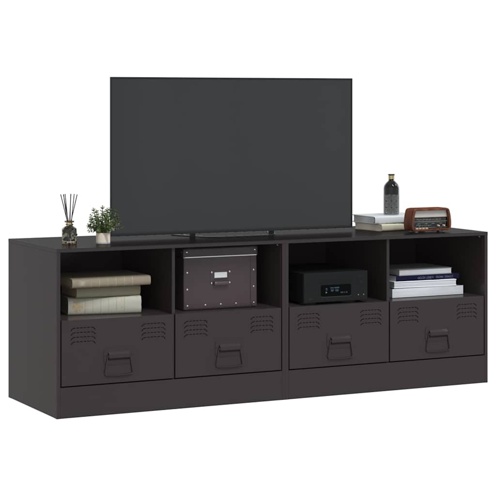 2 Piece TV Cabinet Set Black 67x39x44 cm Steel