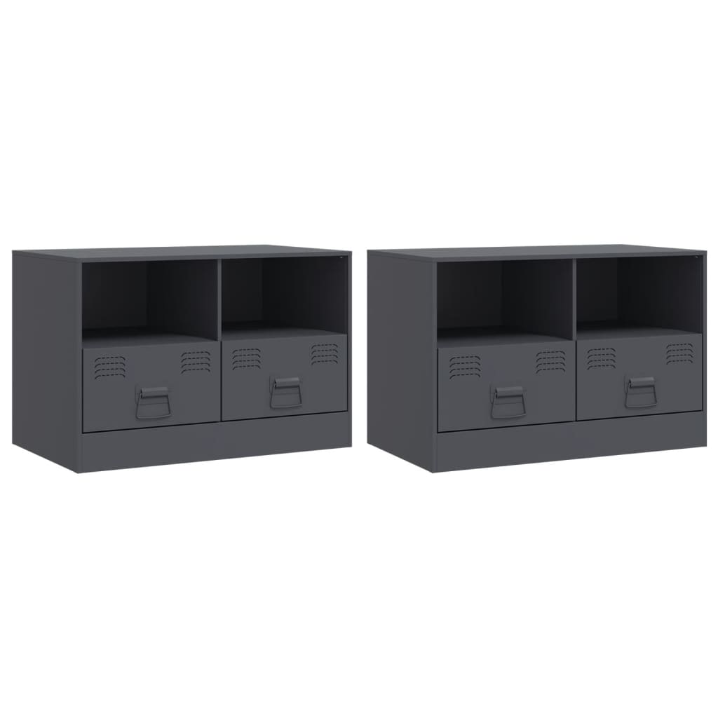 vidaXL TV Cabinets 2 pcs Anthracite 67x39x44 cm Steel