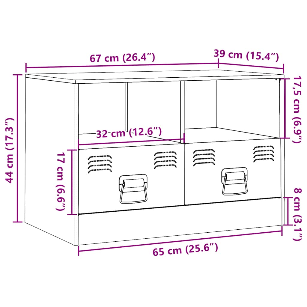 TV Cabinet Olive Green 67x39x44 cm Steel
