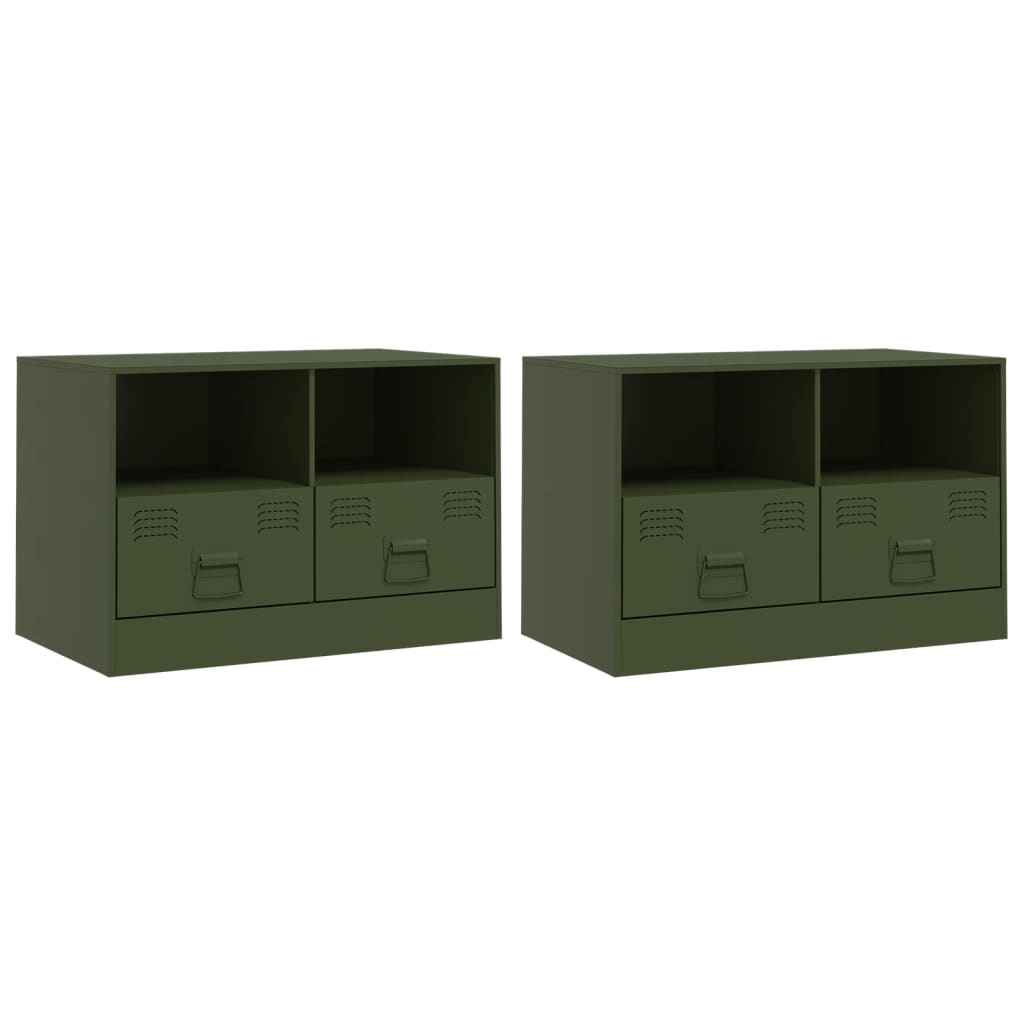 vidaXL TV Cabinets 2 pcs Olive Green 67x39x44 cm Steel