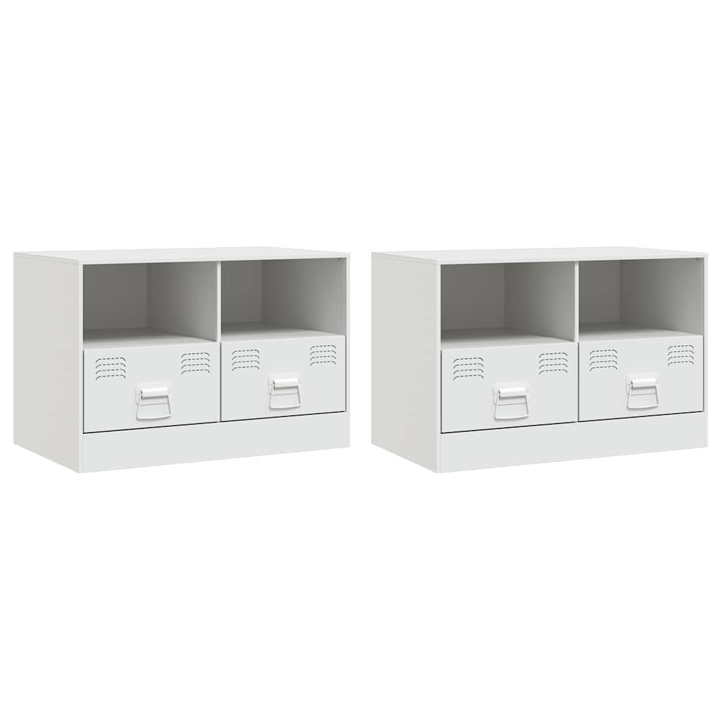2 Piece TV Cabinet Set White 67x39x44 cm Steel