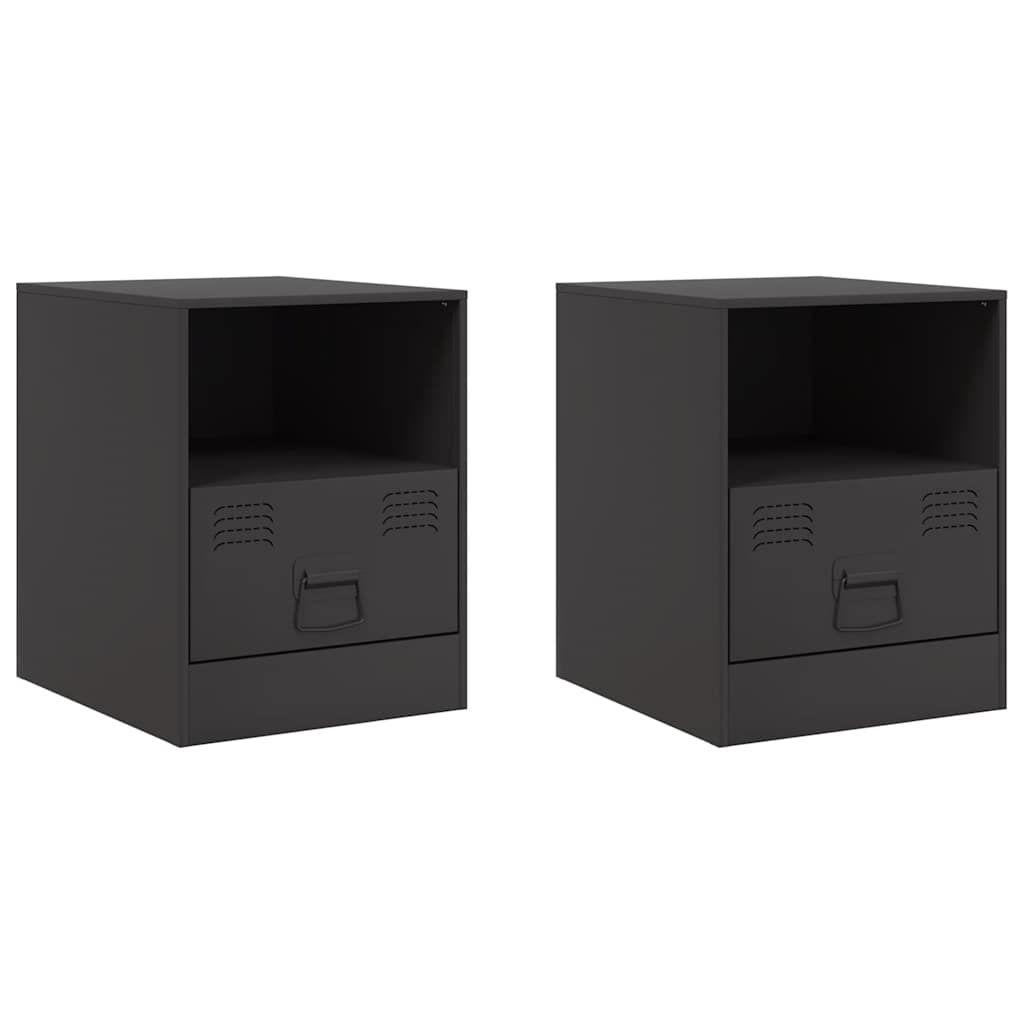 Bedside Cabinet | Set of 2 | Black | Cold-rolled steel | Medium