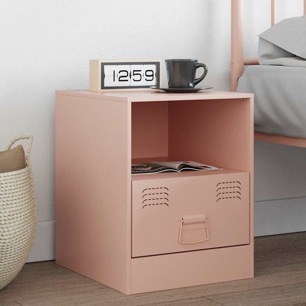 Bedside Cabinet Pink 34,5x39x44 cm Steel