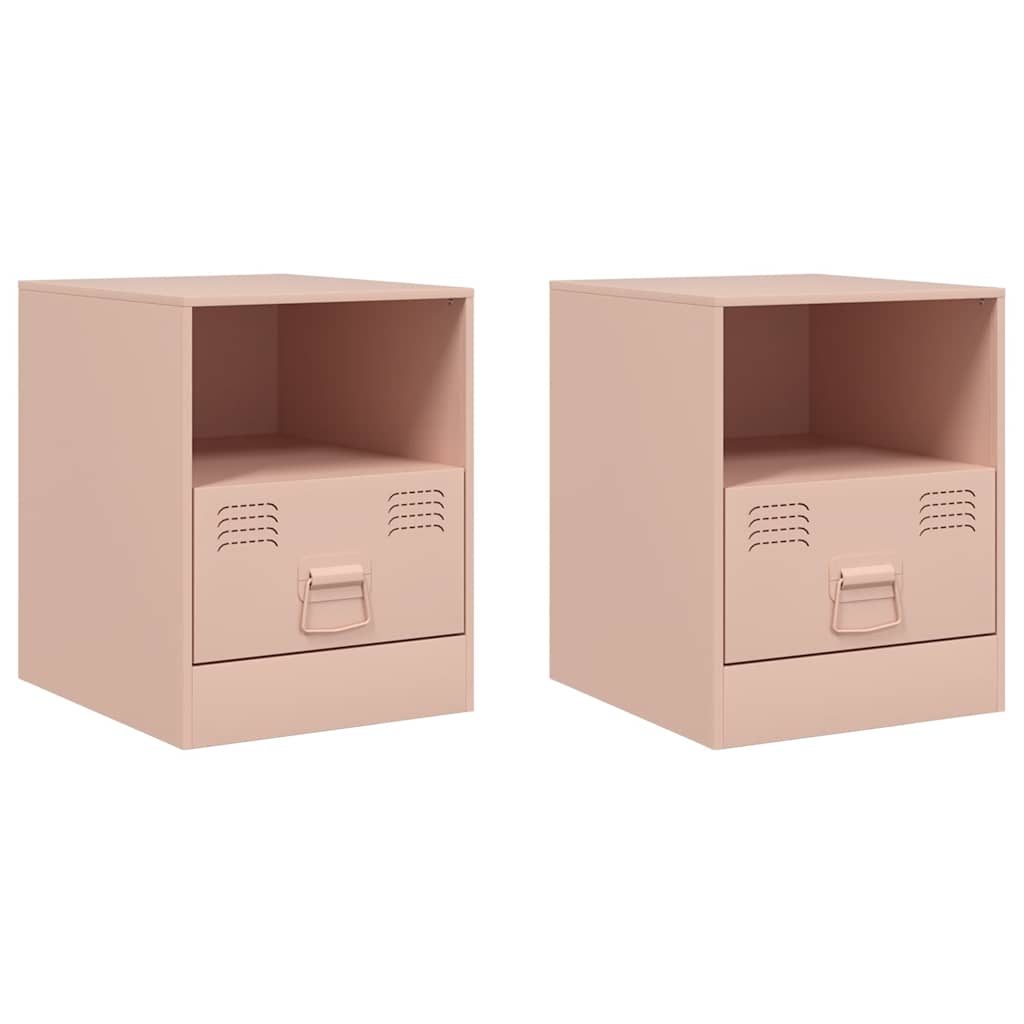 Bedside Cabinets 2pcs Pink 34,5x39x44 cm Steel