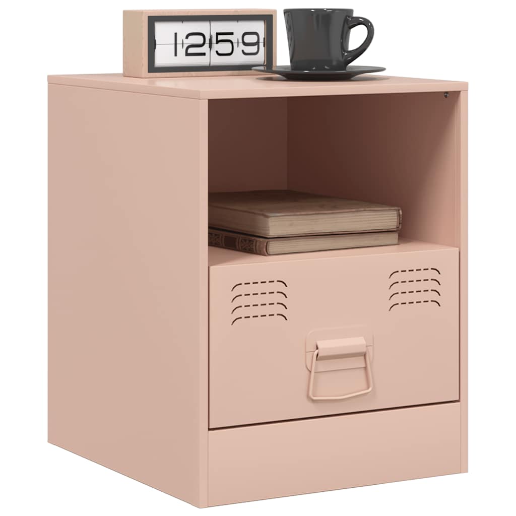 Bedside Cabinet | Set of 2 | Pink | Cold-rolled steel | 34.5 x 39 x 44 cm