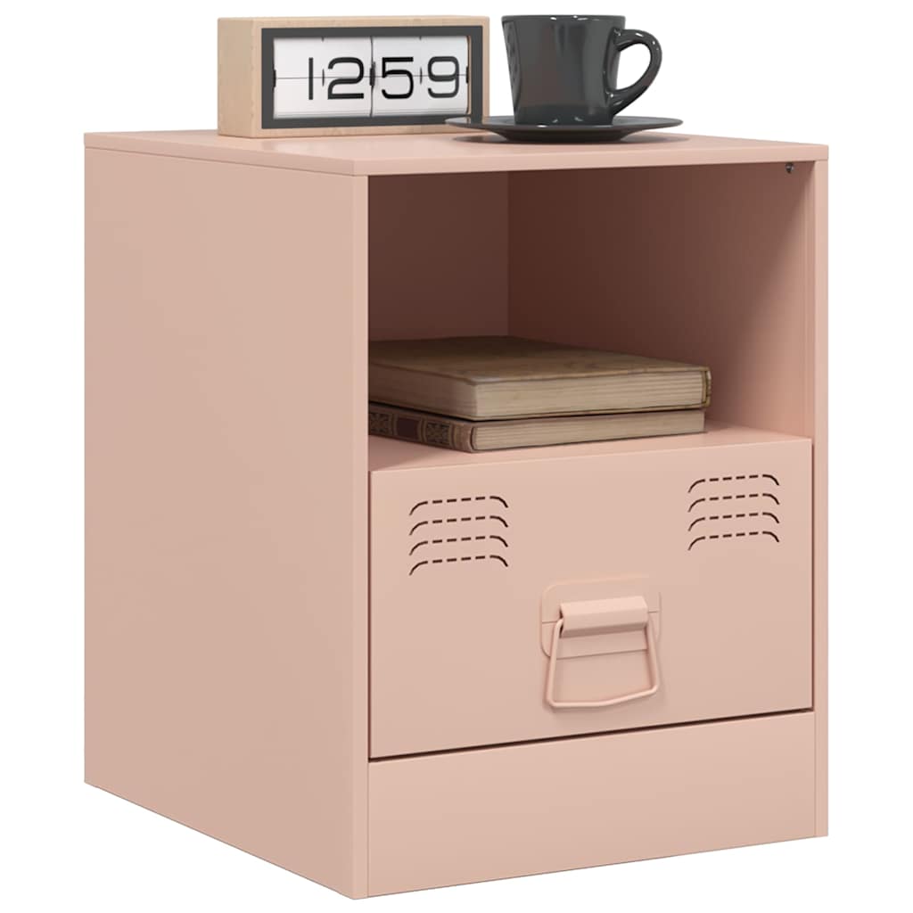 Bedside Cabinets 2pcs Pink 34,5x39x44 cm Steel