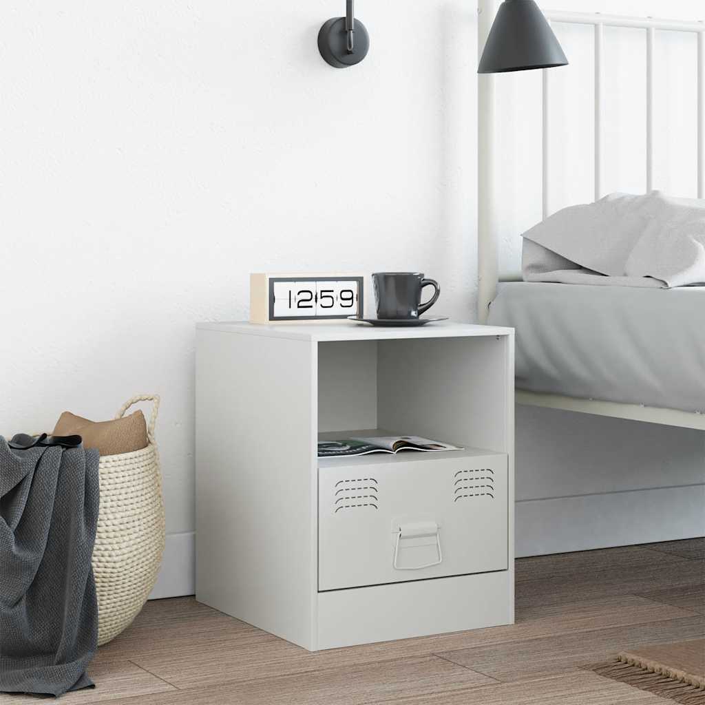Bedside Cabinet White 34,5x39x44 cm Steel