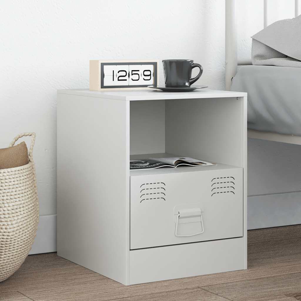 Bedside Cabinet White 34,5x39x44 cm Steel