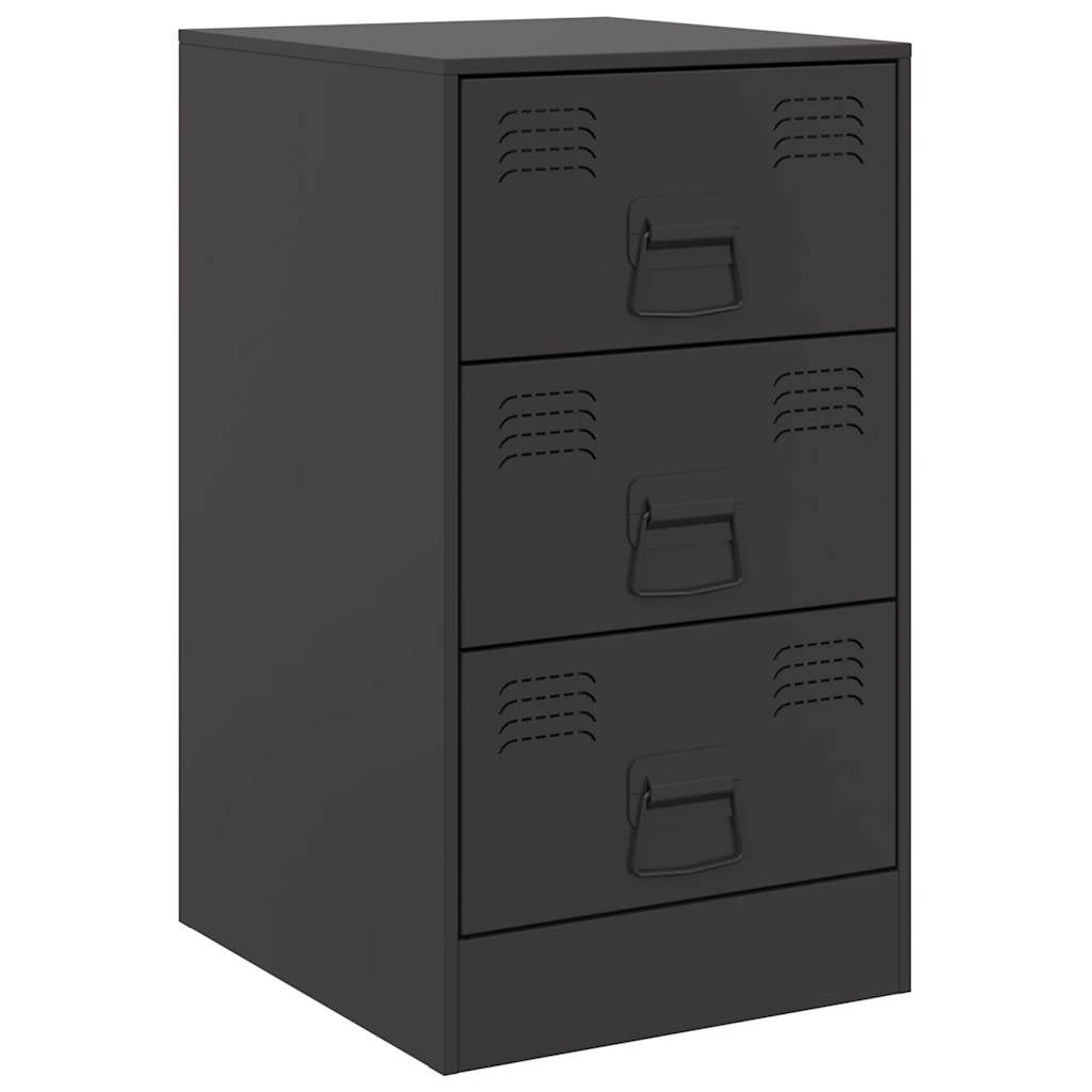 Bedside Cabinets 2pcs Black 34,5x39x62 cm Steel
