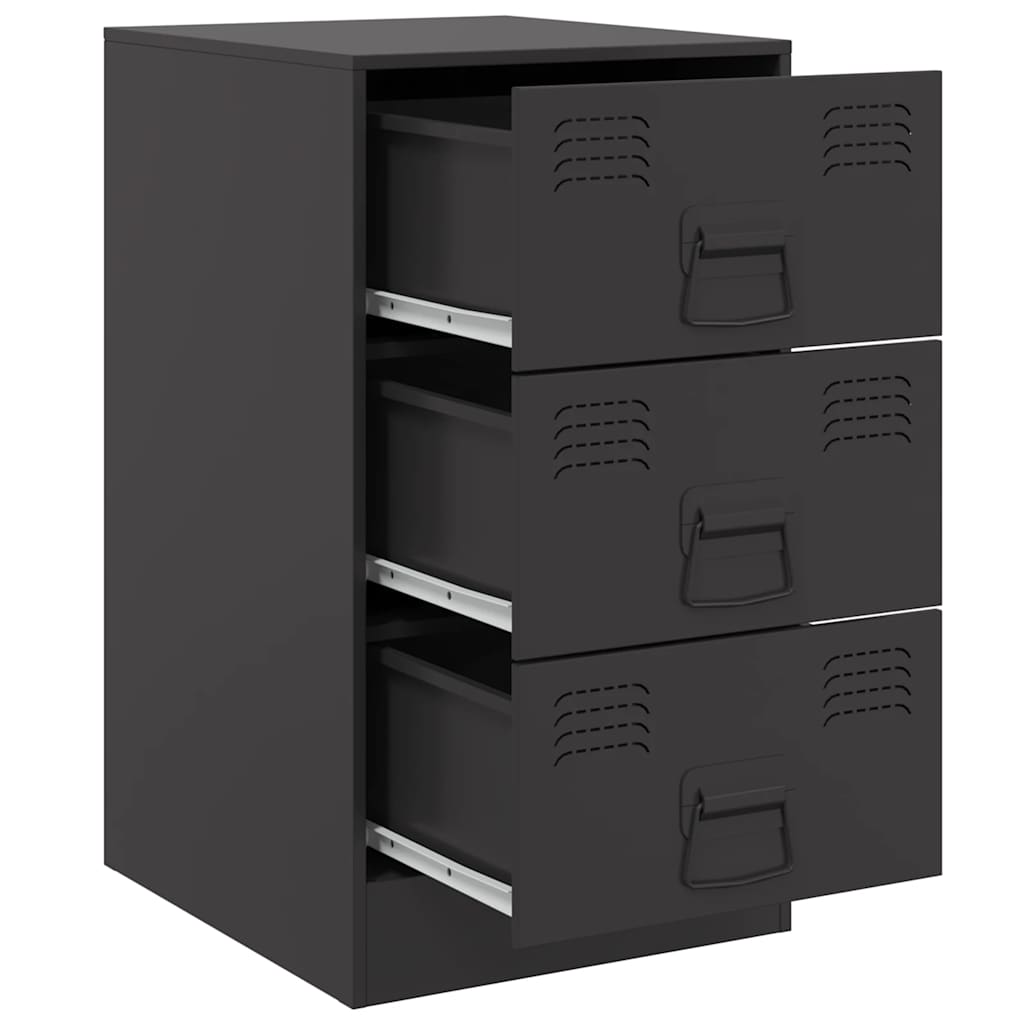 Bedside Cabinets 2pcs Black 34,5x39x62 cm Steel