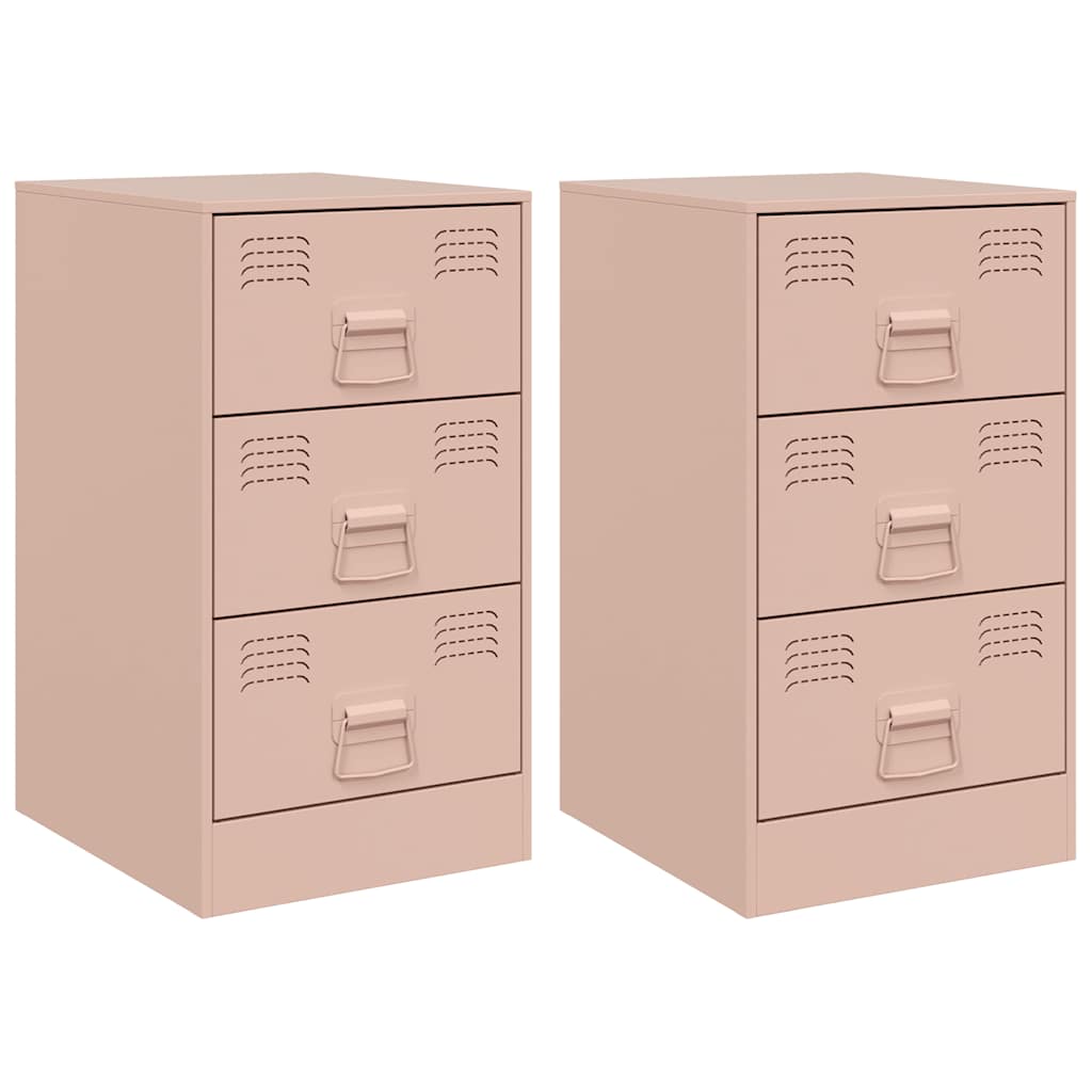 Bedside Cabinets 2 pcs Pink 34,5x39x62 cm Steel