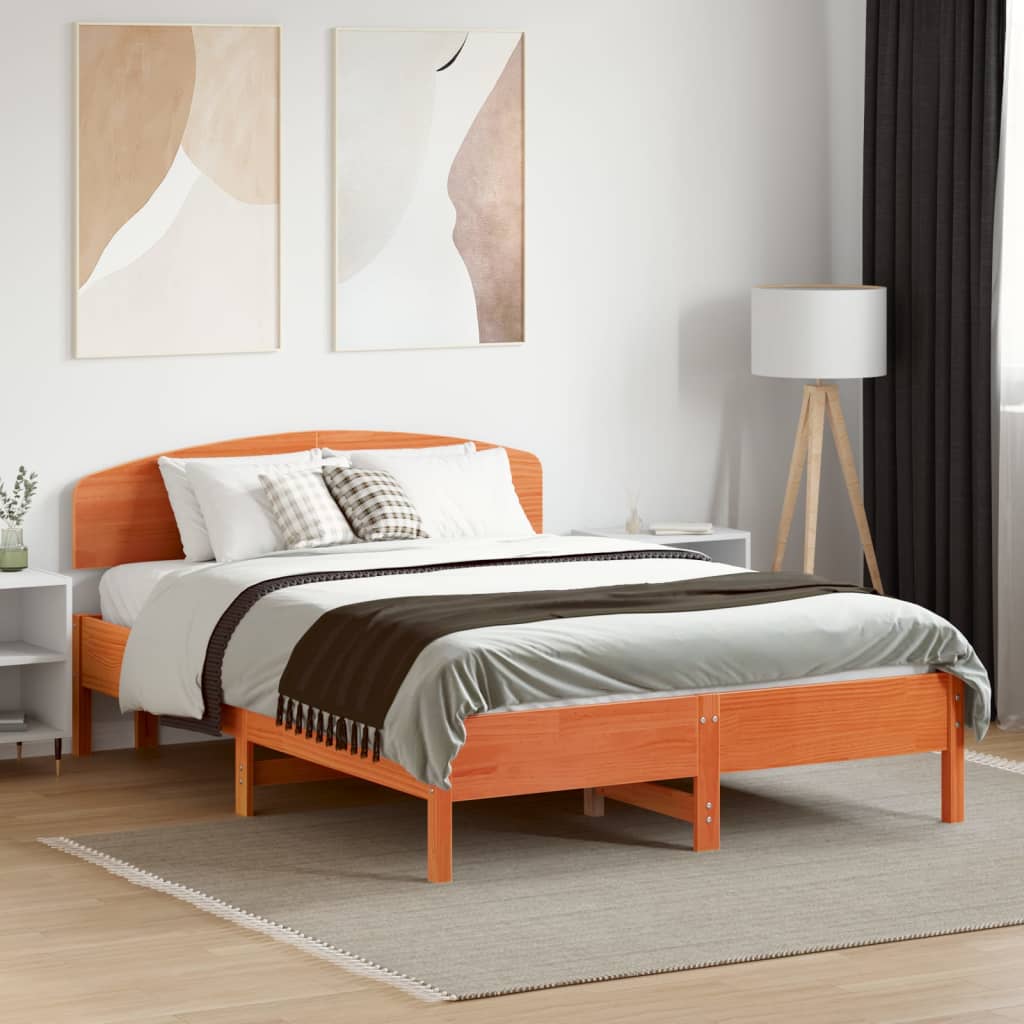Headboard Wax Brown 135 cm Solid Wood Pine
