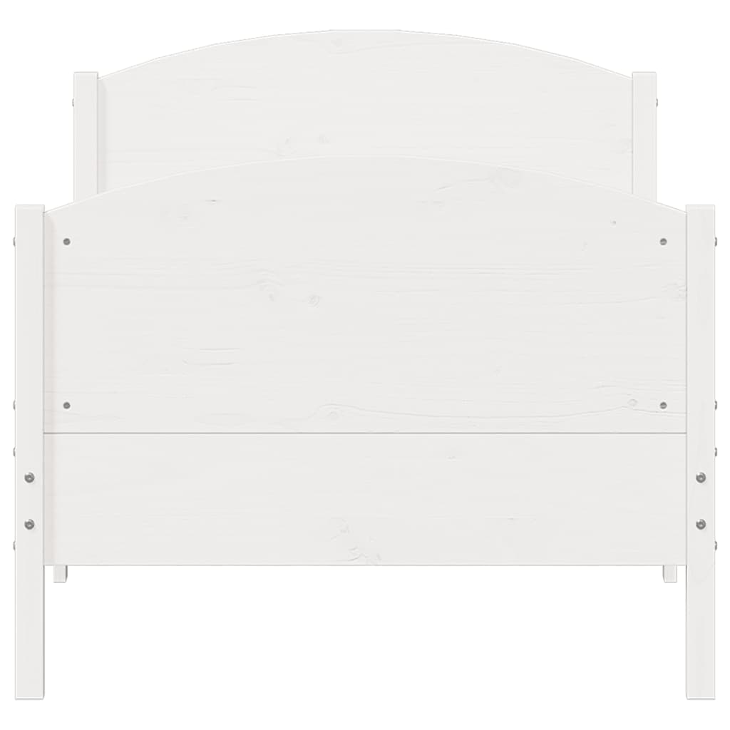 Bed Frame without Mattress White 100x200 cm Solid Wood Pine