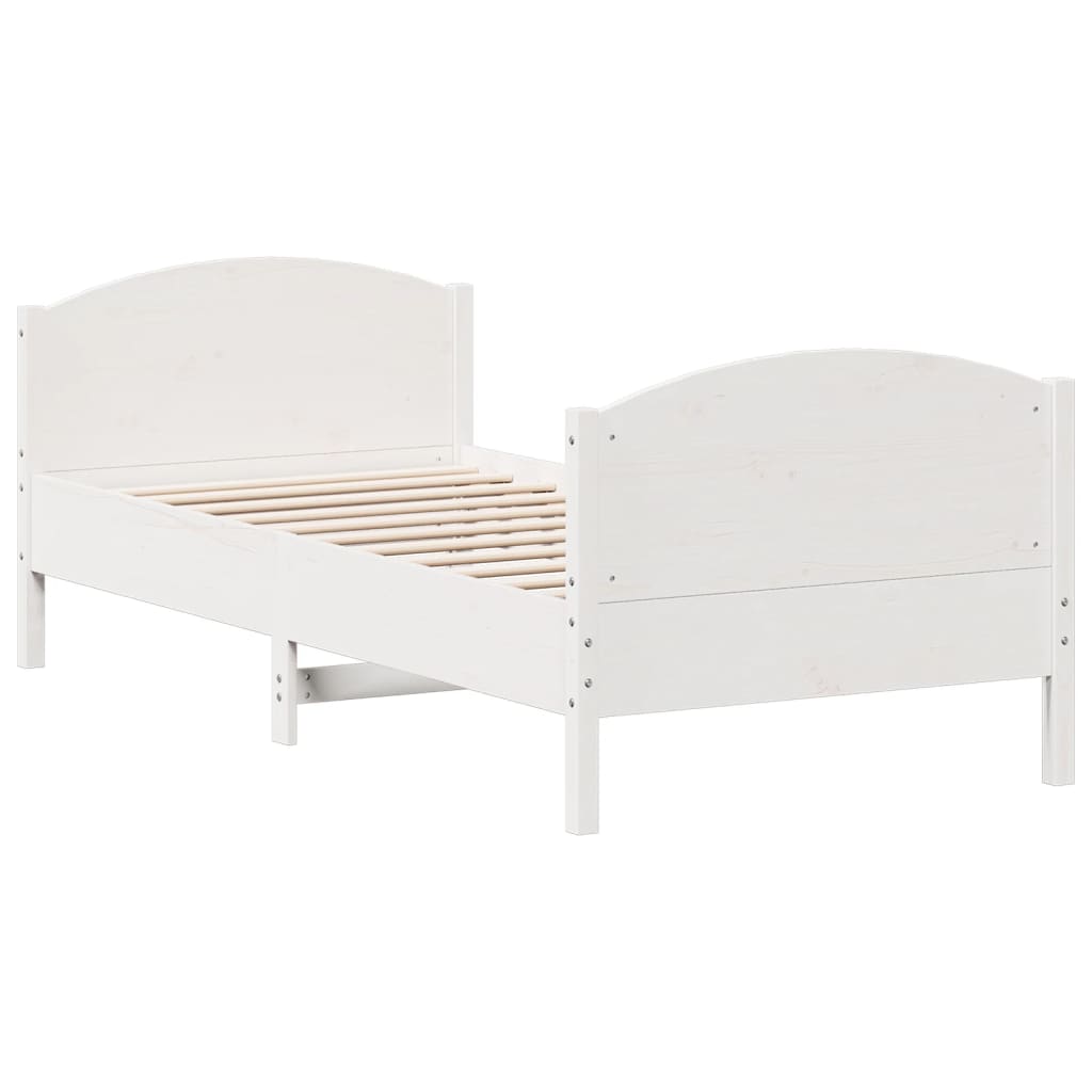 vidaXL Bed Frame without Mattress White 90x200 cm Solid Wood Pine