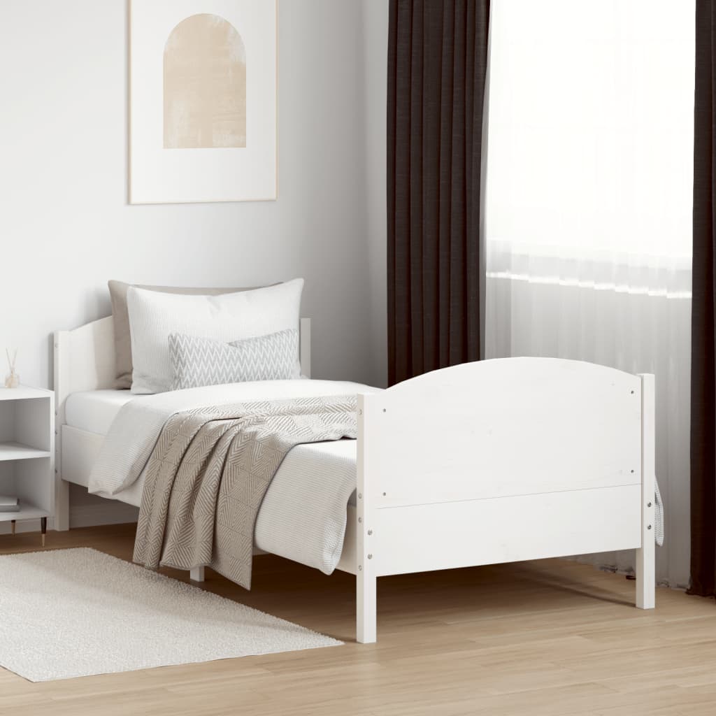 vidaXL Bed Frame without Mattress White 90x200 cm Solid Wood Pine