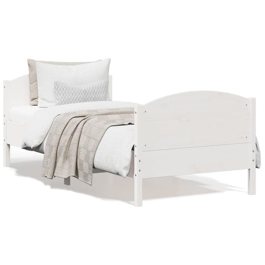 vidaXL Bed Frame without Mattress White 90x190 cm Single Solid Wood Pine