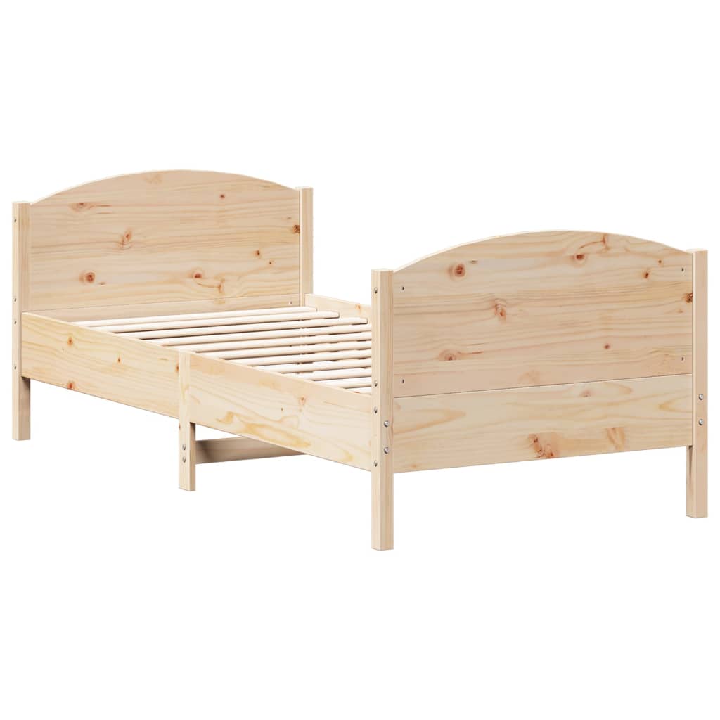 vidaXL Bed Frame without Mattress 75x190 cm Small Single Solid Wood Pine