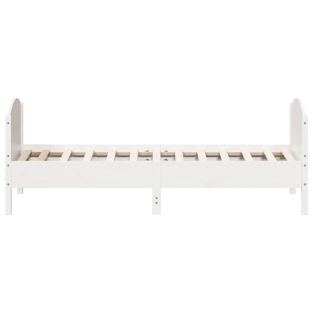 vidaXL Bed Frame without Mattress White 75x190 cm Small Single Solid Wood Pine