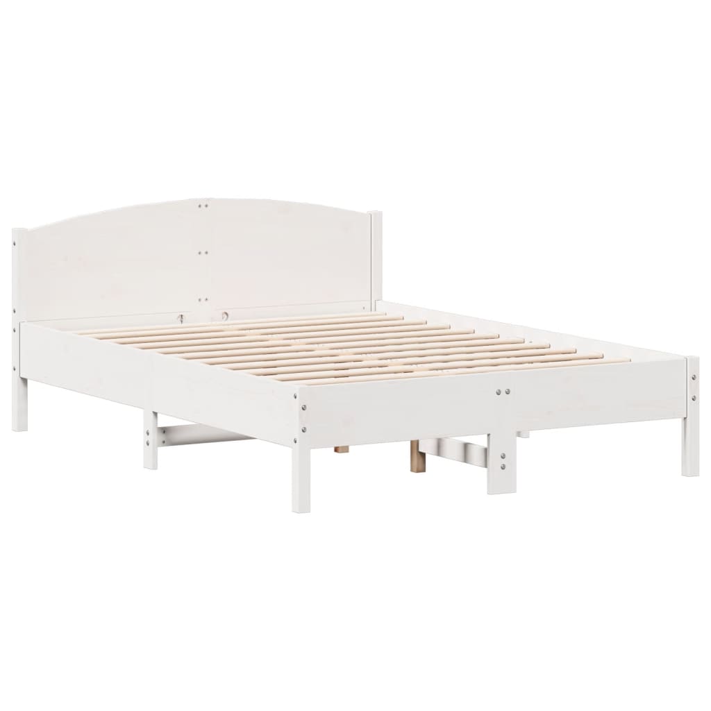 Bed Frame | White | Solid Pine Wood, Plywood | Double | Durable