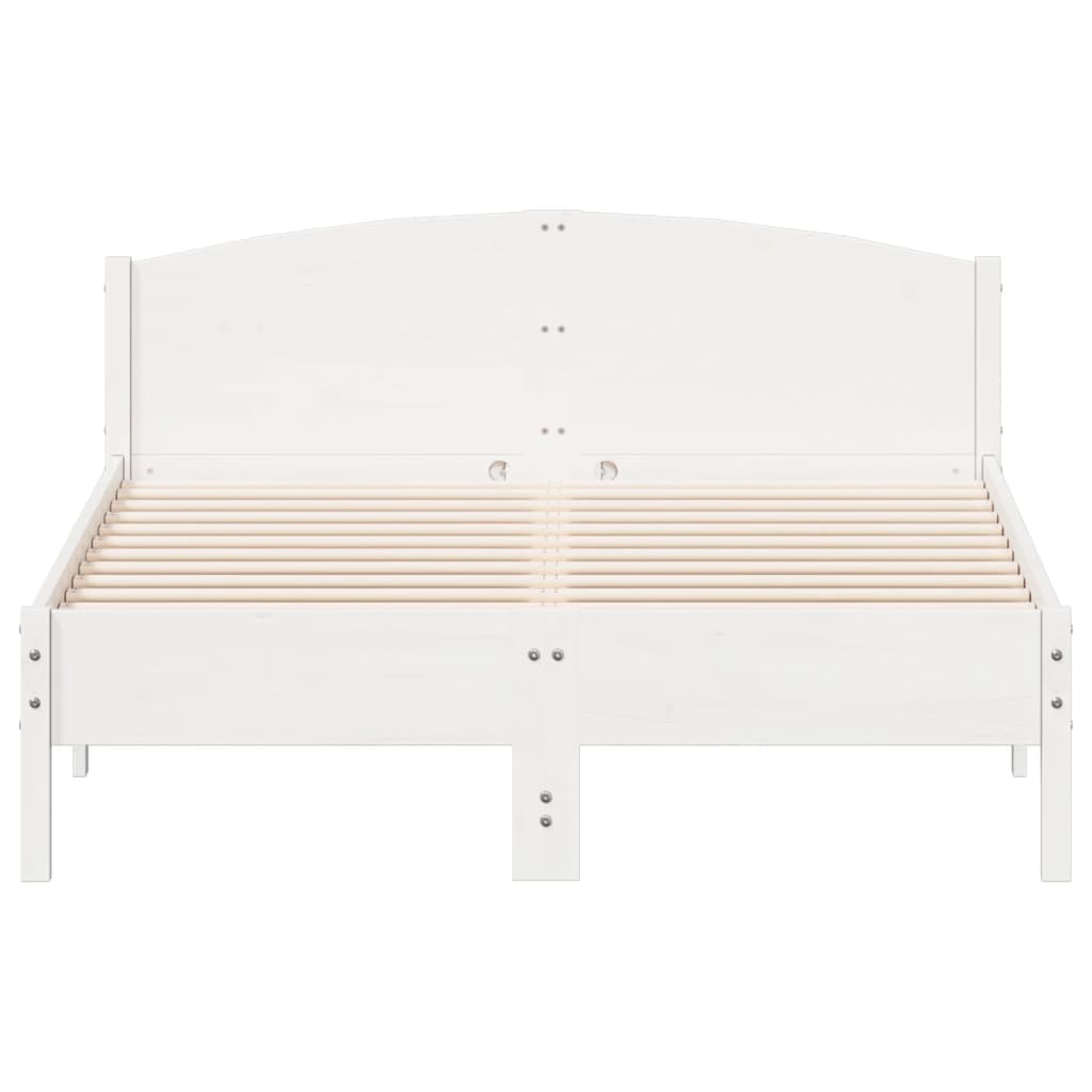 Bed Frame | White | Solid Pine Wood, Plywood | Double | Durable