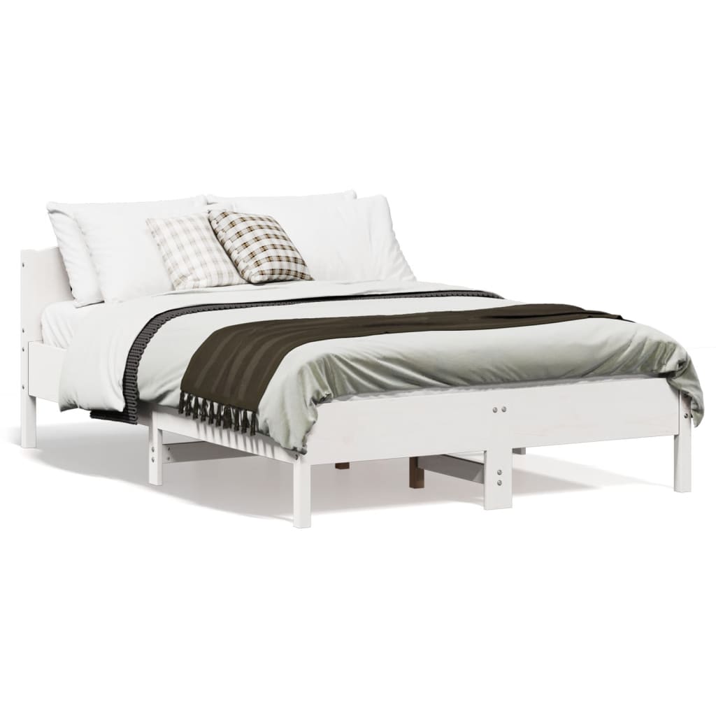 Bed Frame | White | Solid Pine Wood, Plywood | Double | Durable