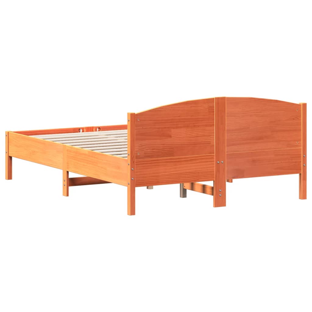 vidaXL Bed Frame without Mattress Wax Brown 135x190 cm Double Solid Wood Pine