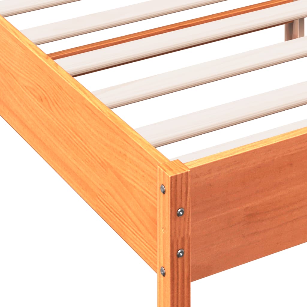 vidaXL Bed Frame without Mattress Wax Brown 135x190 cm Double Solid Wood Pine